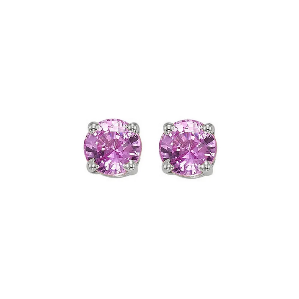 14KT White Gold Classic Book Color Stud Earrings