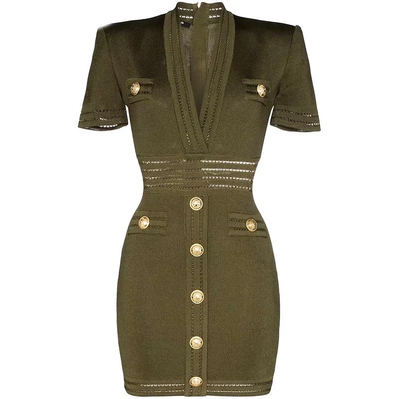 2029 Army Green Knitted Dress