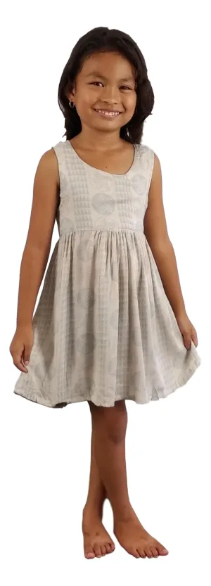 Aloha Royale - Girls' Dress - Hawaiian Plumeria - Harbor Mist and Coconut Milk