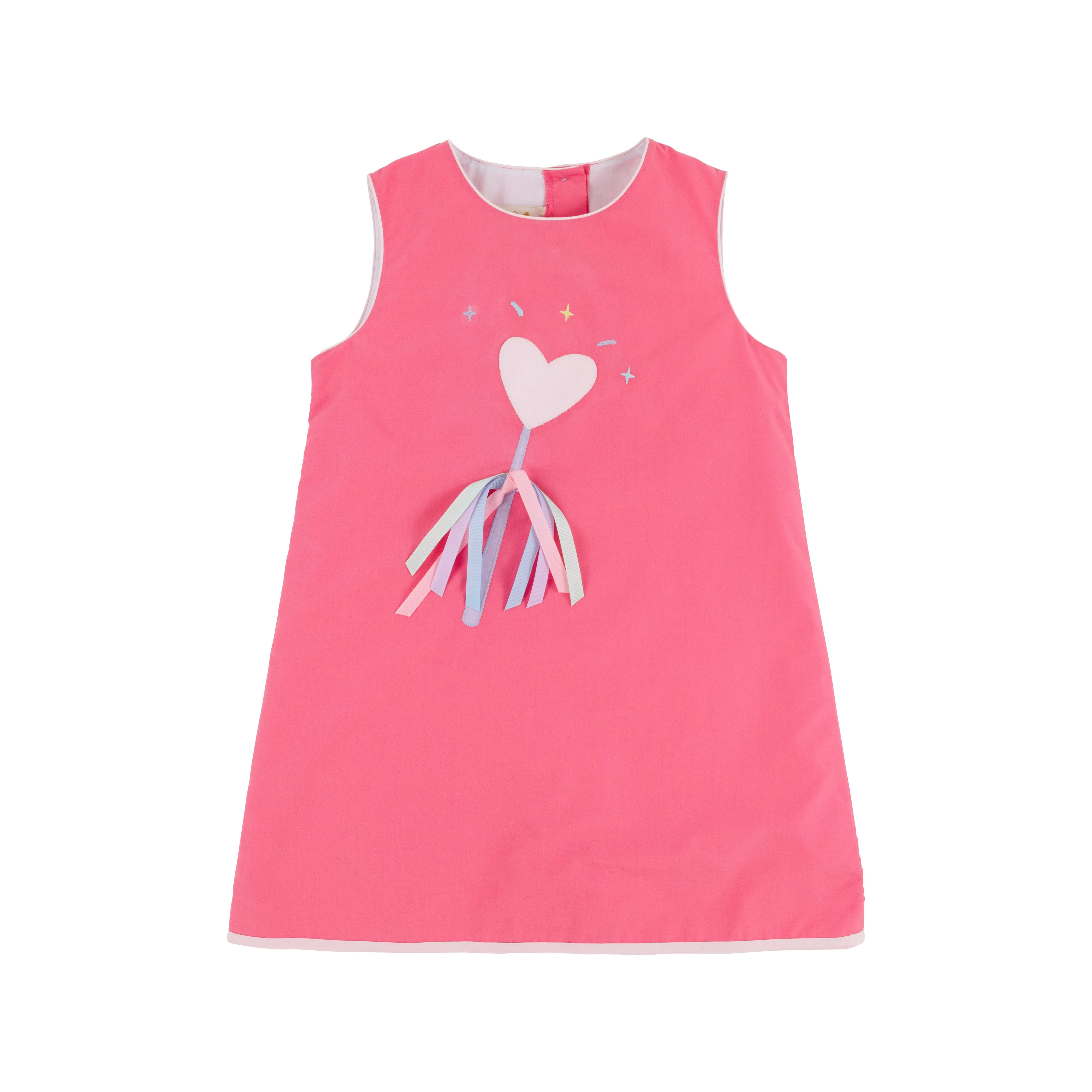 Annie Apron Dress - Romany Rose with Palm Beach Pink & Heart Wand Applique