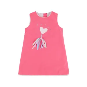 Annie Apron Dress - Romany Rose with Palm Beach Pink & Heart Wand Applique