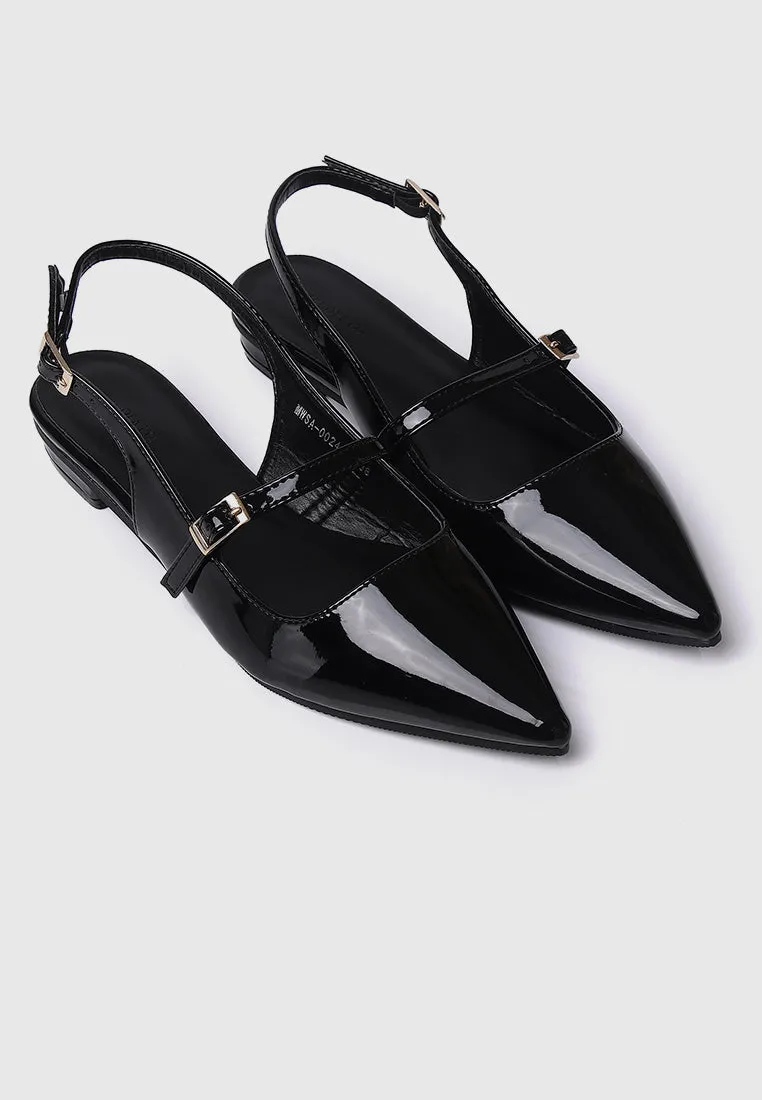 Aurelie Pointed Toe Flats & Ballerina (Black)
