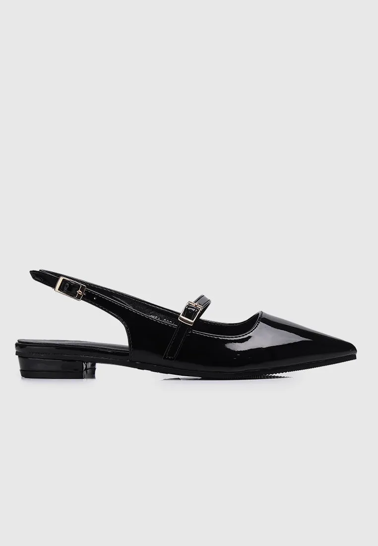Aurelie Pointed Toe Flats & Ballerina (Black)