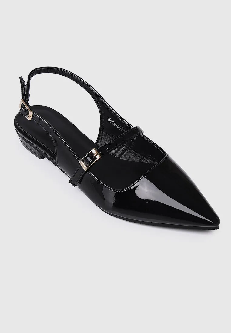 Aurelie Pointed Toe Flats & Ballerina (Black)