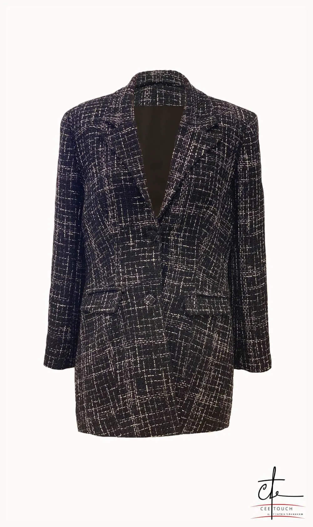 Black and White Tweed Blazer and Short Suit