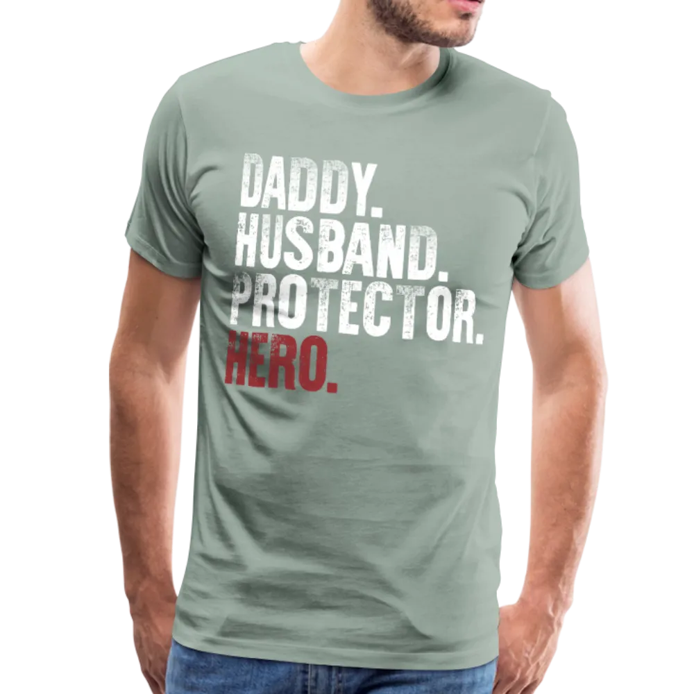 Daddy Husband Protector Hero - American Flag Men's Premium T-Shirt (CK1926)