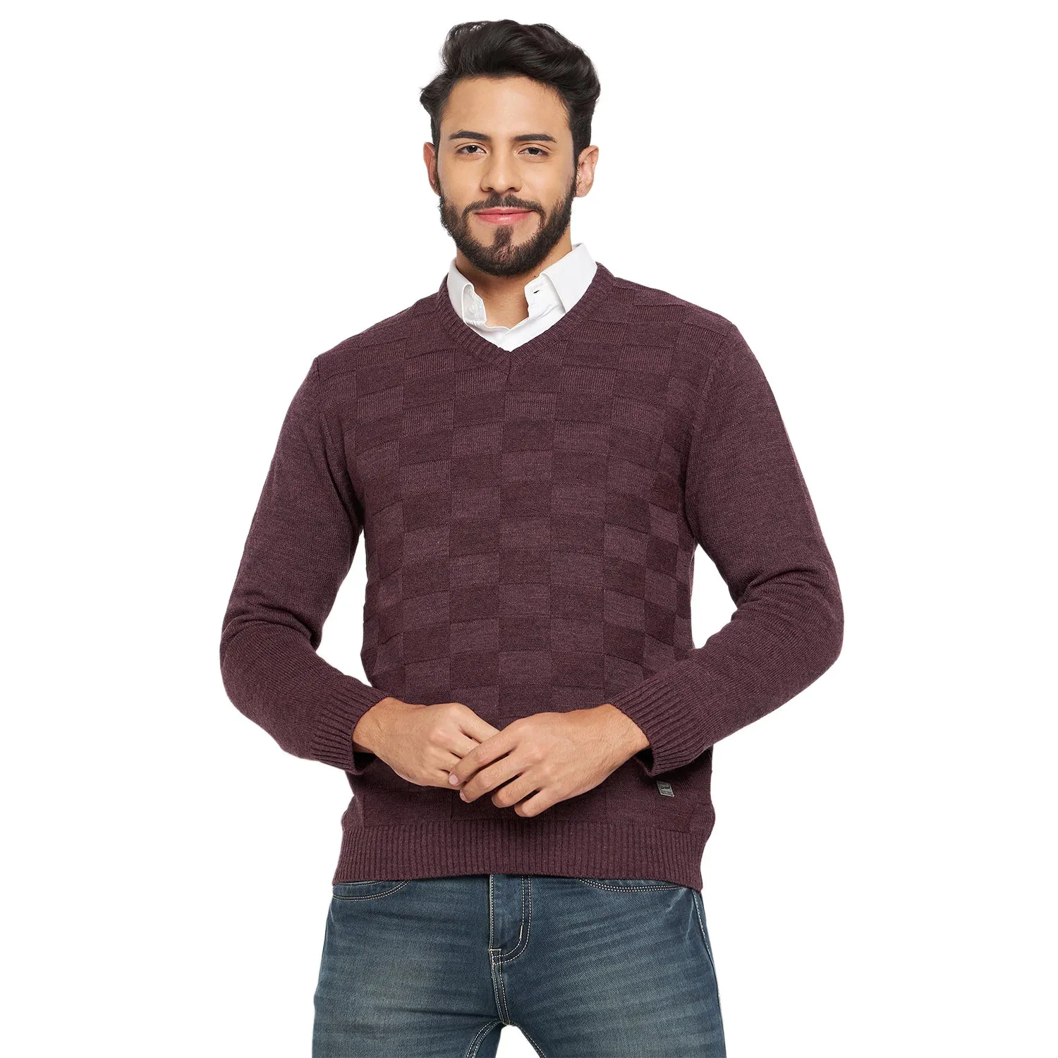 Duke Stardust Men Full Sleeve V Neck Sweater (SDS651R)