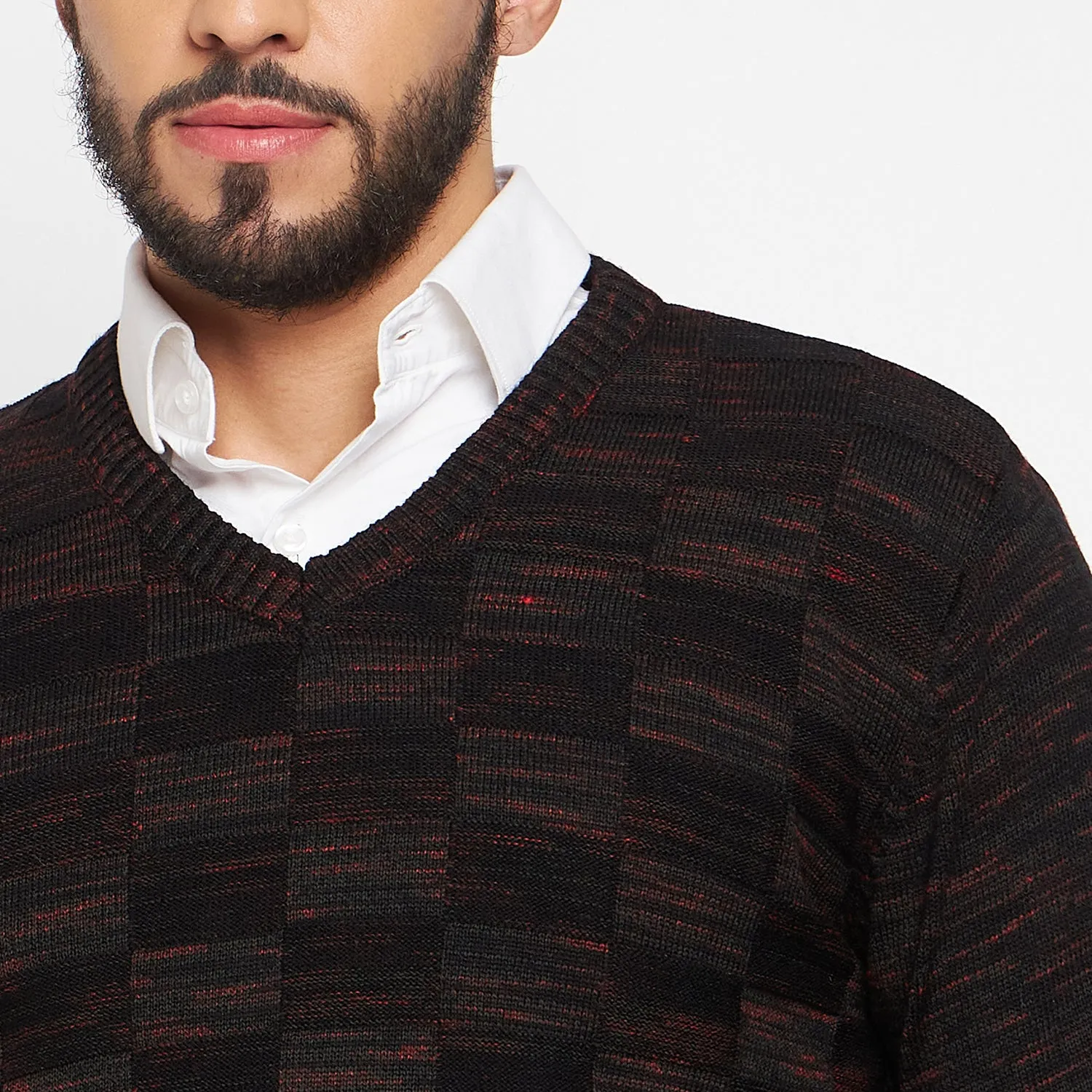 Duke Stardust Men Full Sleeve V Neck Sweater (SDS651R)