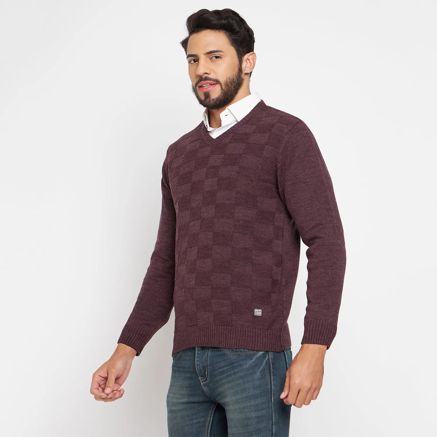 Duke Stardust Men Full Sleeve V Neck Sweater (SDS651R)