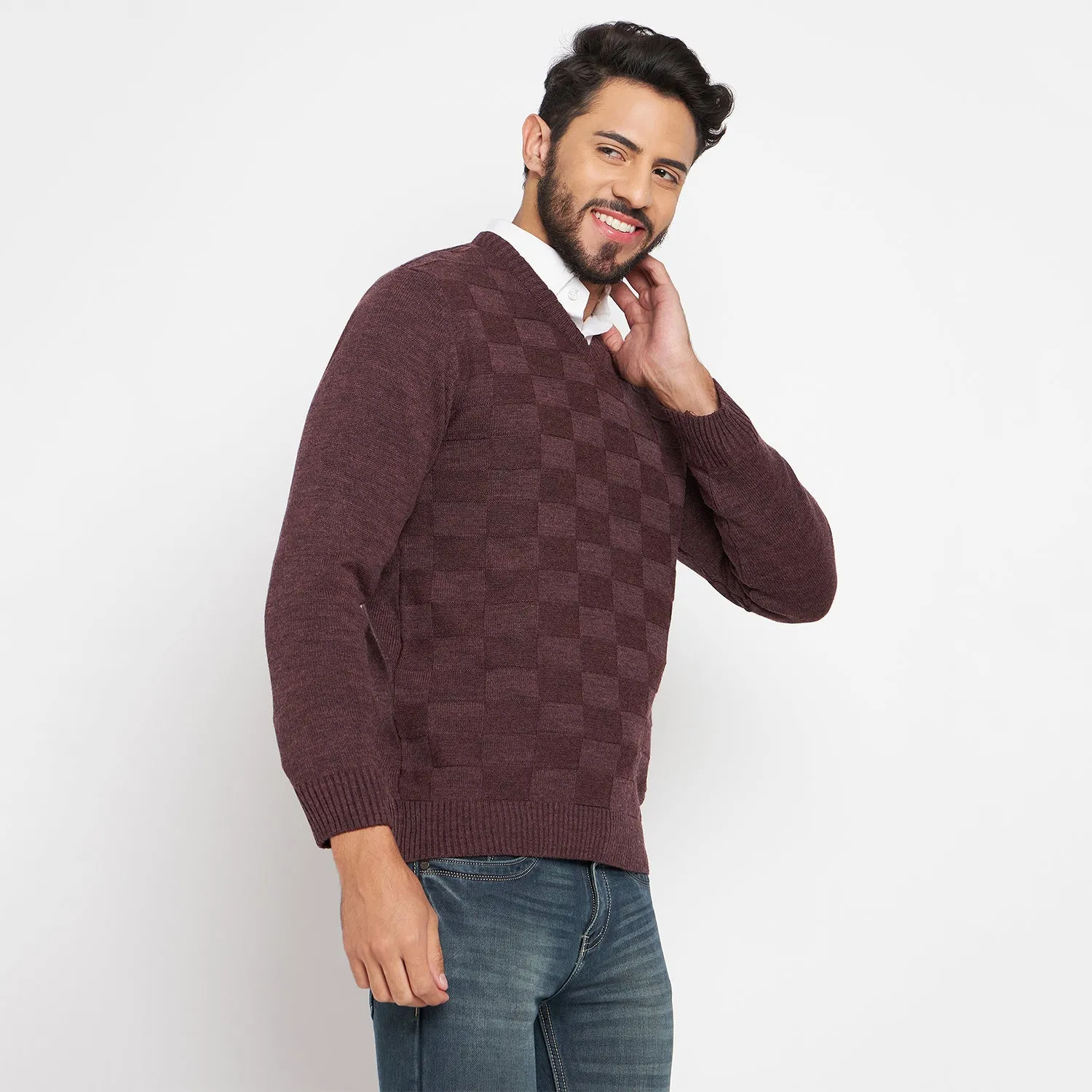 Duke Stardust Men Full Sleeve V Neck Sweater (SDS651R)