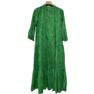 English Embroidered Long Dress: Green