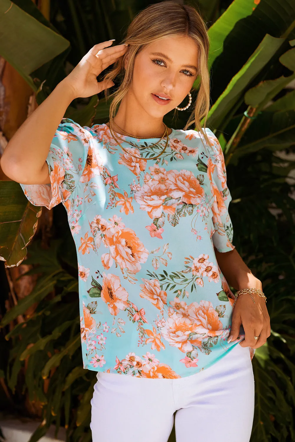 Floral Puff Sleeve Blouse