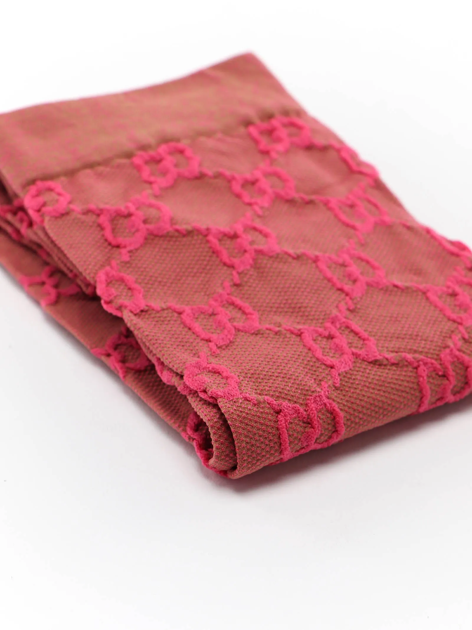 Gucci GG Lit Poppery Knee Socks in Pink and Beige