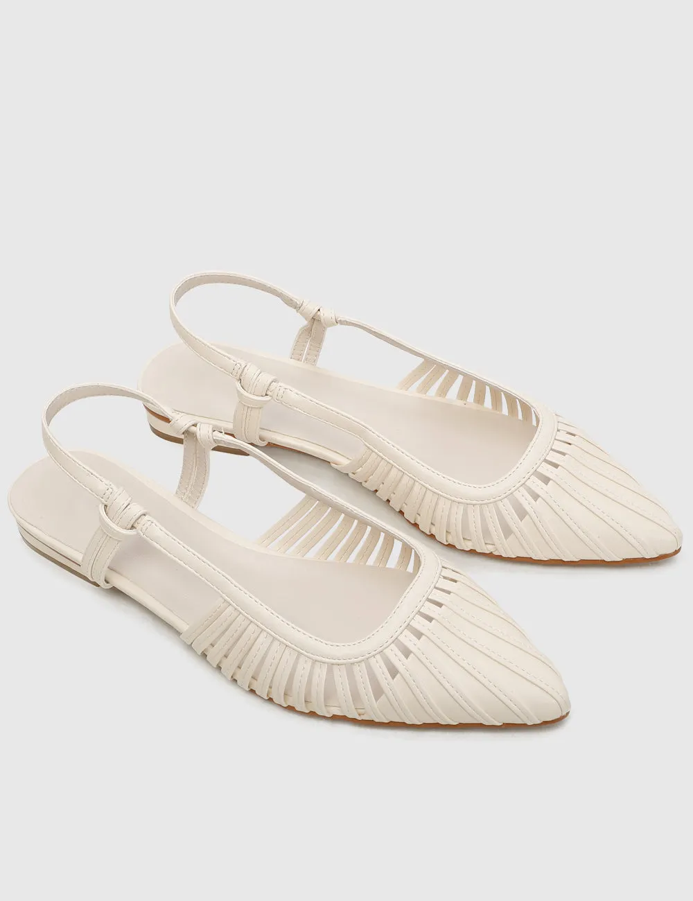 Kym Pointed Toe Flats (White)
