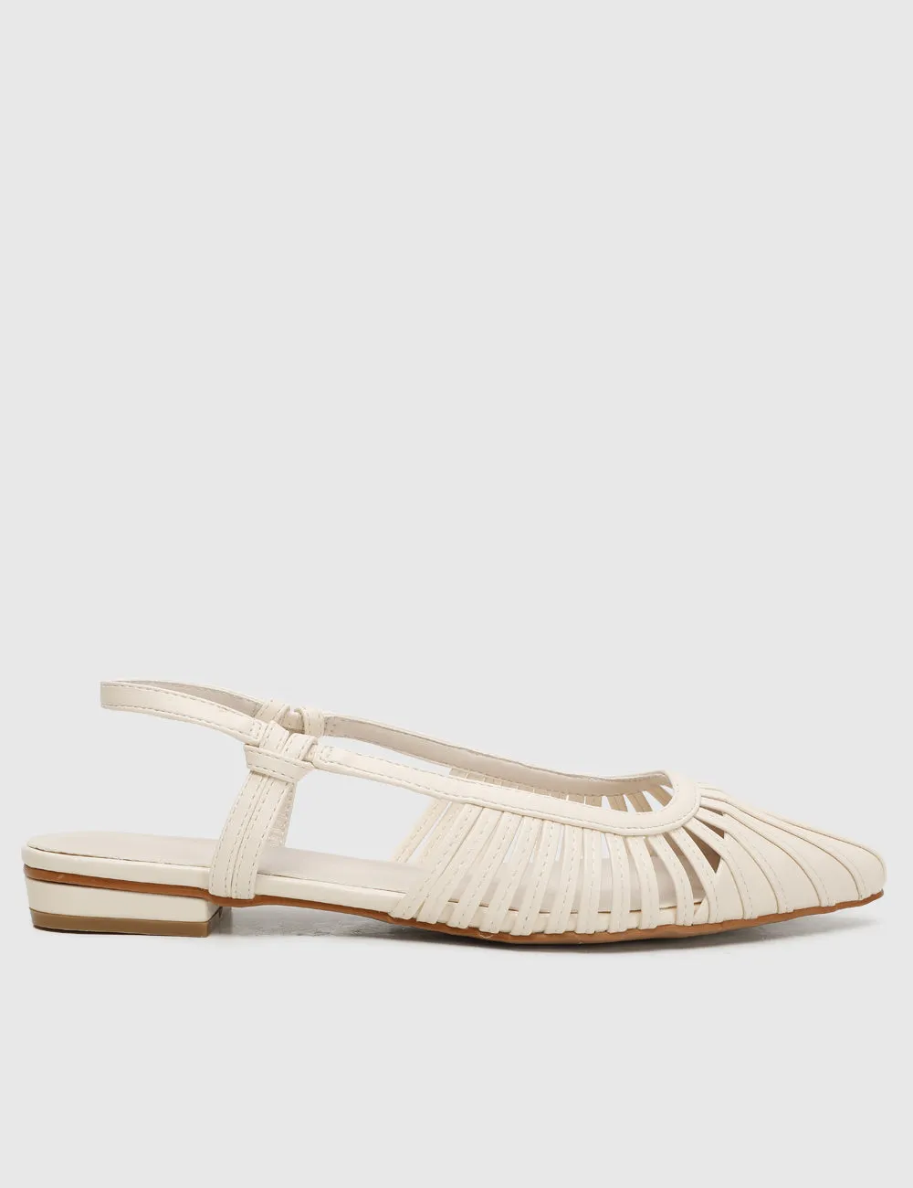 Kym Pointed Toe Flats (White)