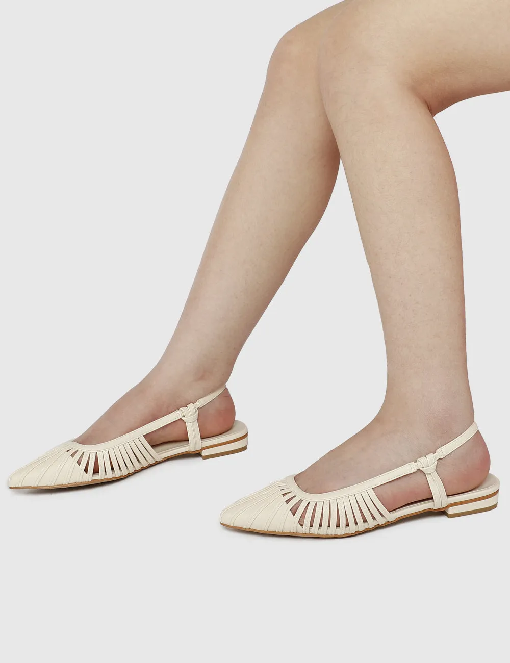 Kym Pointed Toe Flats (White)