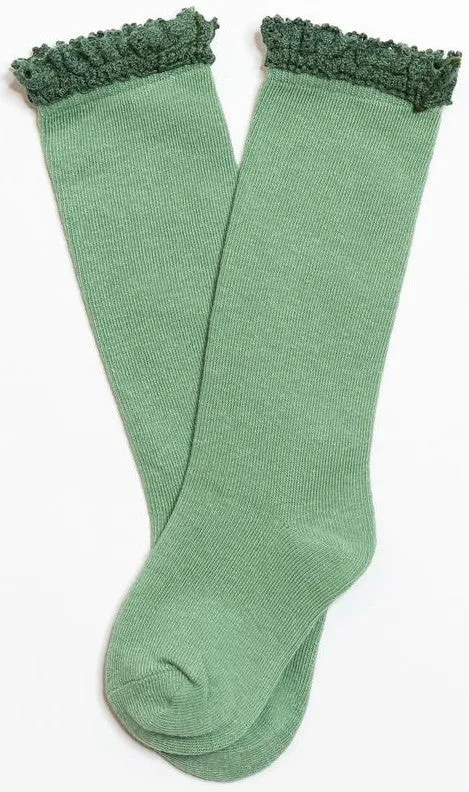 Little Stocking Co Lace Top Knee High Socks - Spearmint