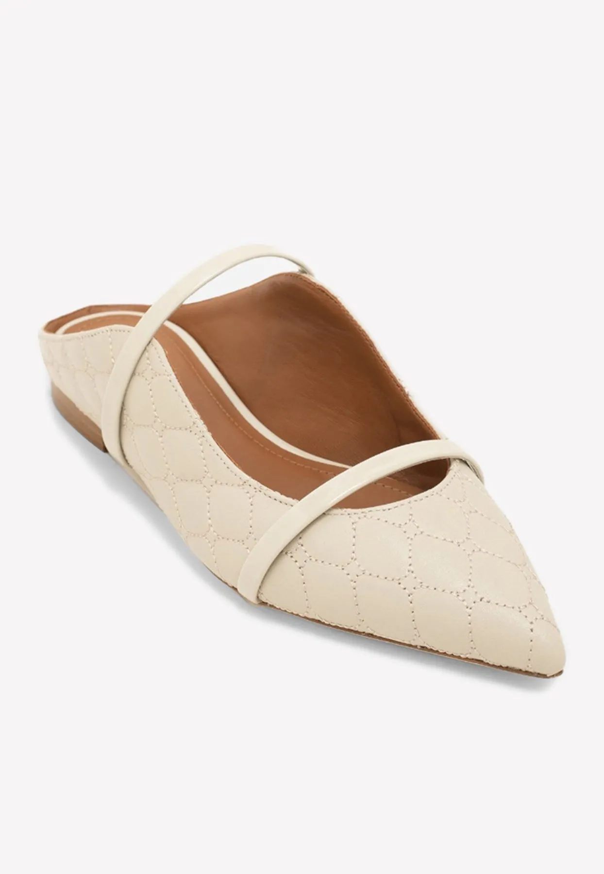 Maureen Pointed Toe Flats in Quilted Leather