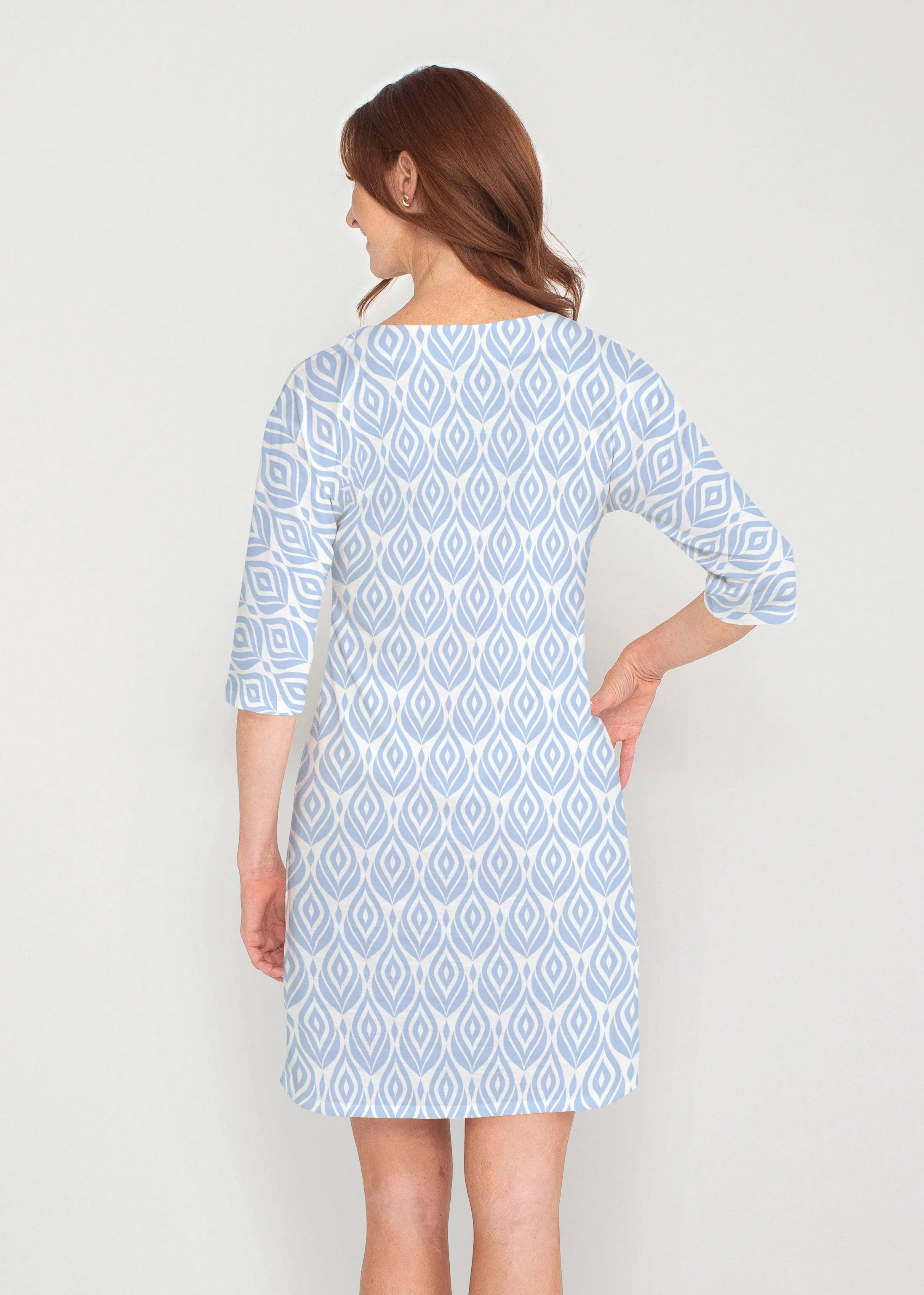 May Flowers (8027) ~ Drop Shoulder 3/4 Sleeve V-Neck Dress