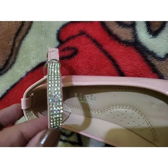 New Sz2 girls pink gems flats
