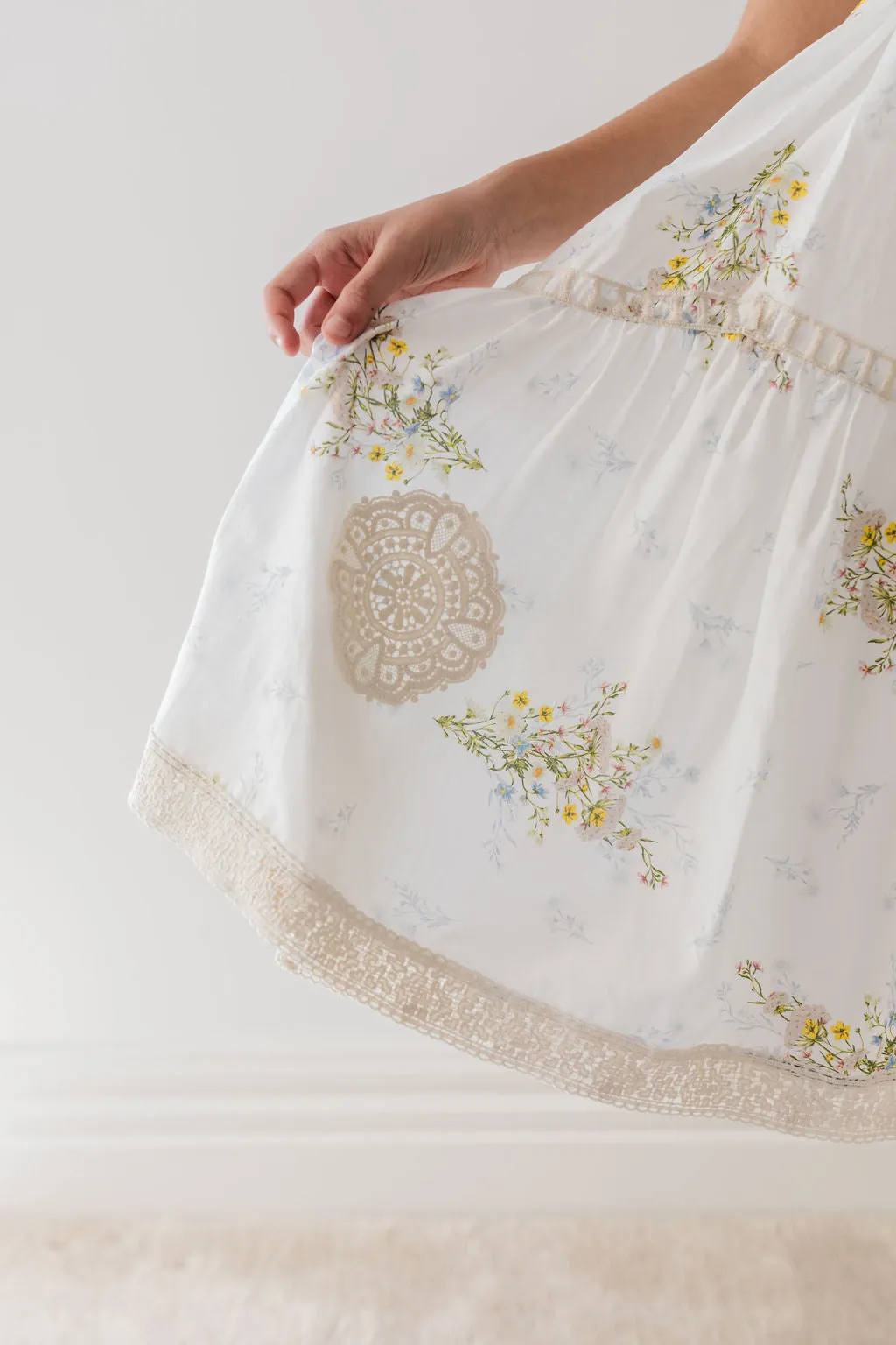 Petite Amalie Spring Meadow Print Doily Applique Dress