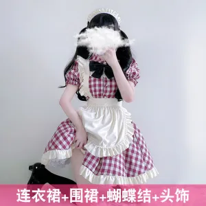 Plaid Lolita Maid Dress