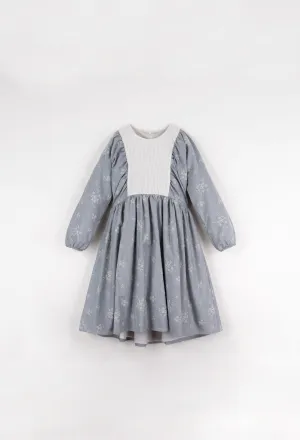 Popelin Denim Effect Embroidered Dress