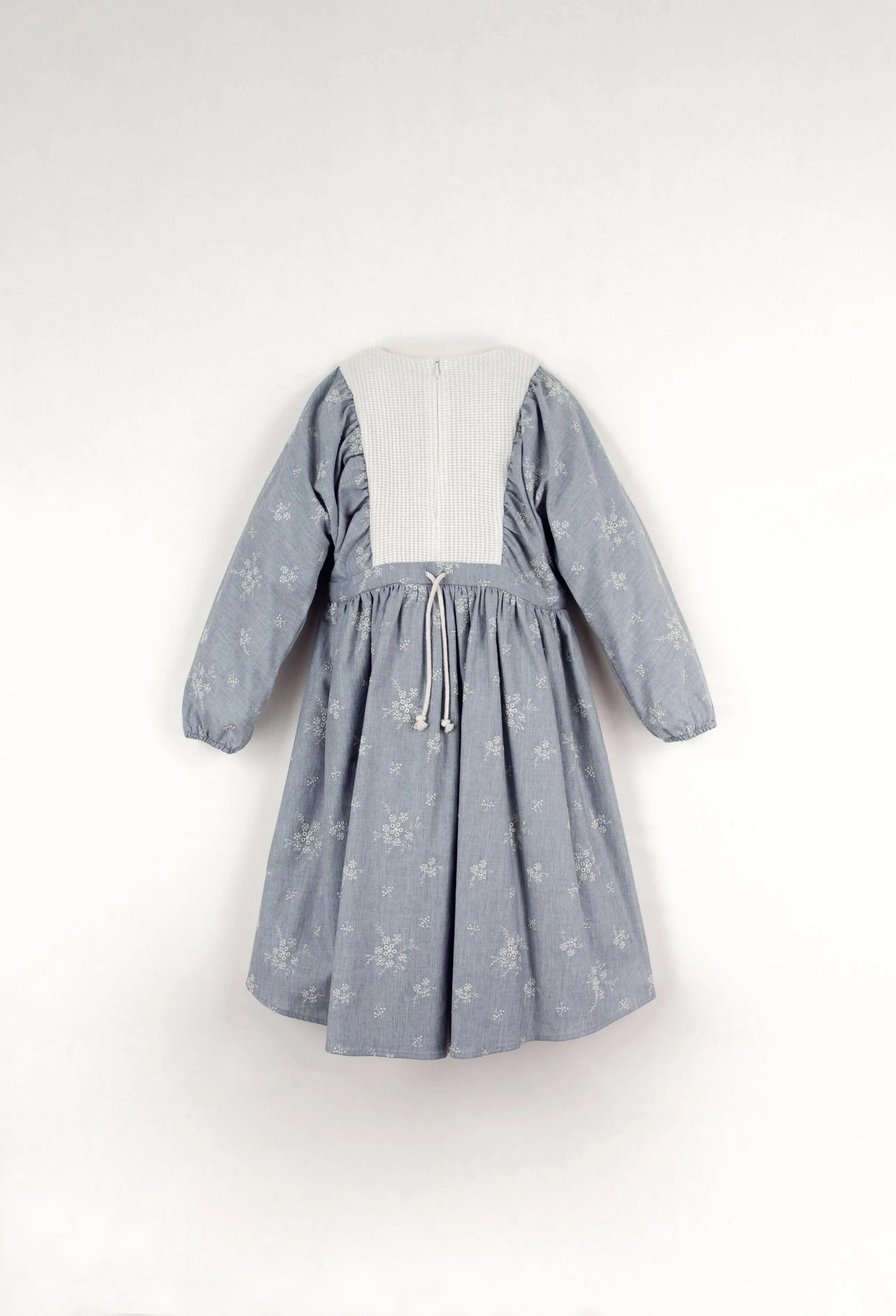 Popelin Denim Effect Embroidered Dress