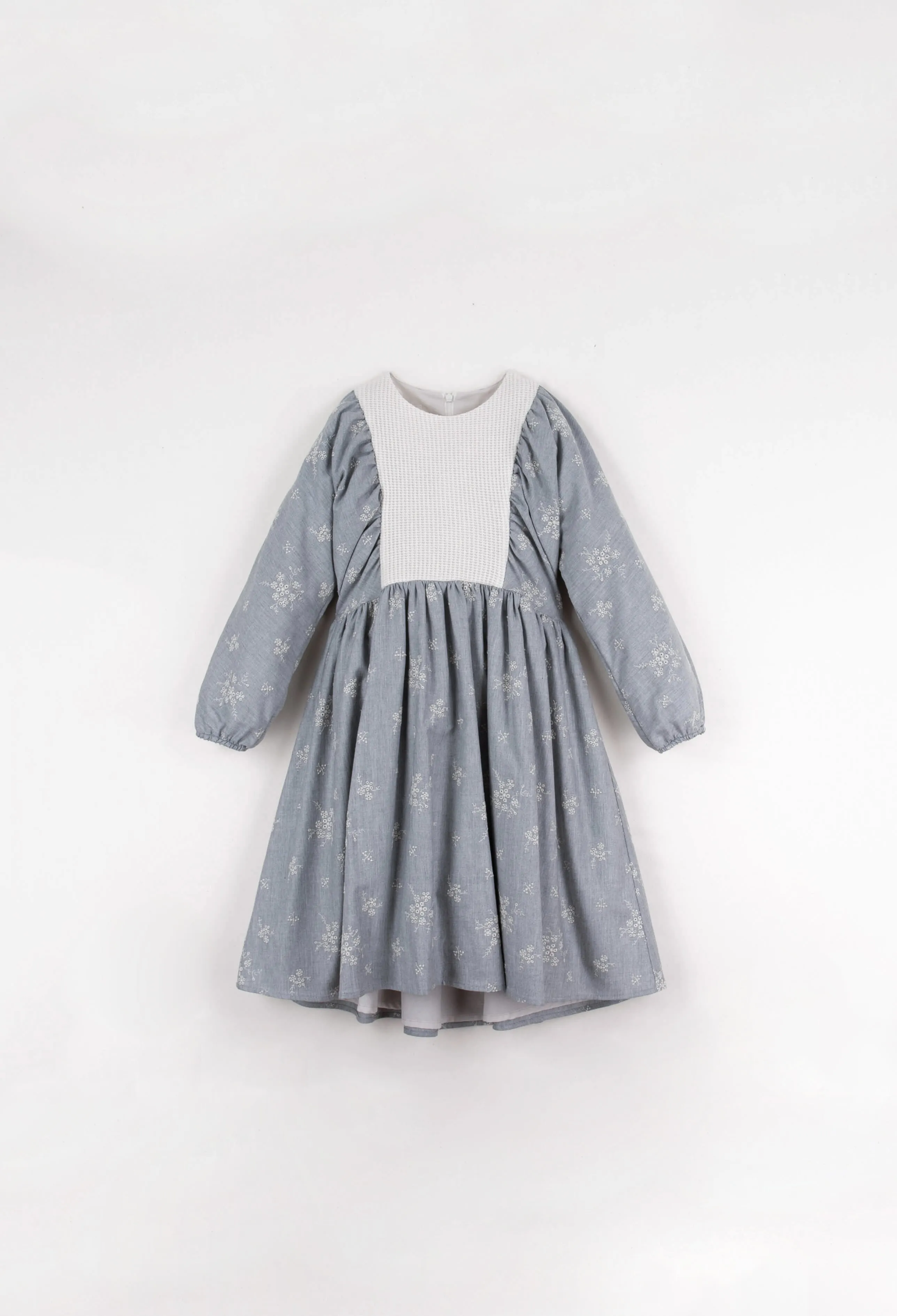 Popelin Denim Effect Embroidered Dress