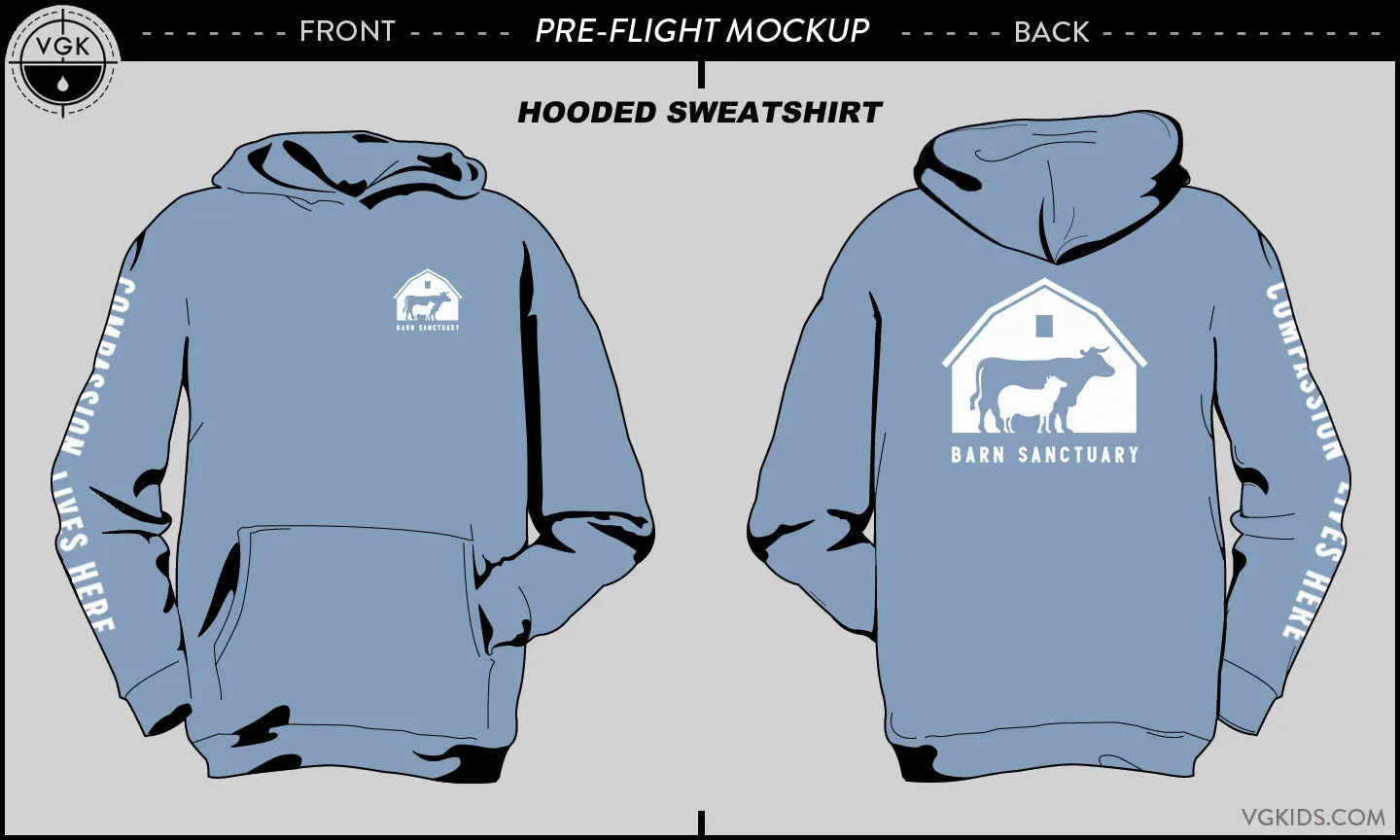 "Compassion Lives Here" Pullover Hoodie - Light Blue