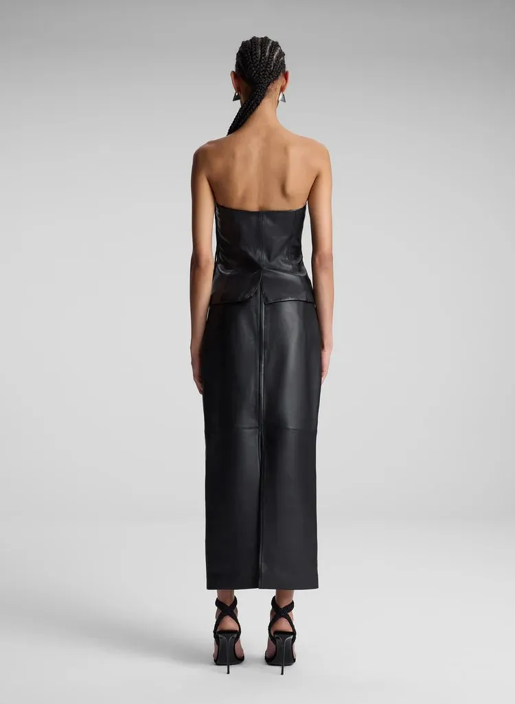 Renee Strapless Leather Top in Black