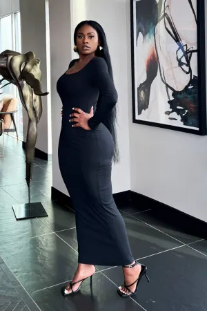 RIBBED BLACK SILHOUETTE | DRESS