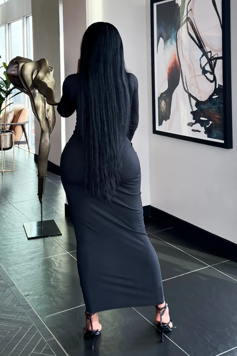 RIBBED BLACK SILHOUETTE | DRESS