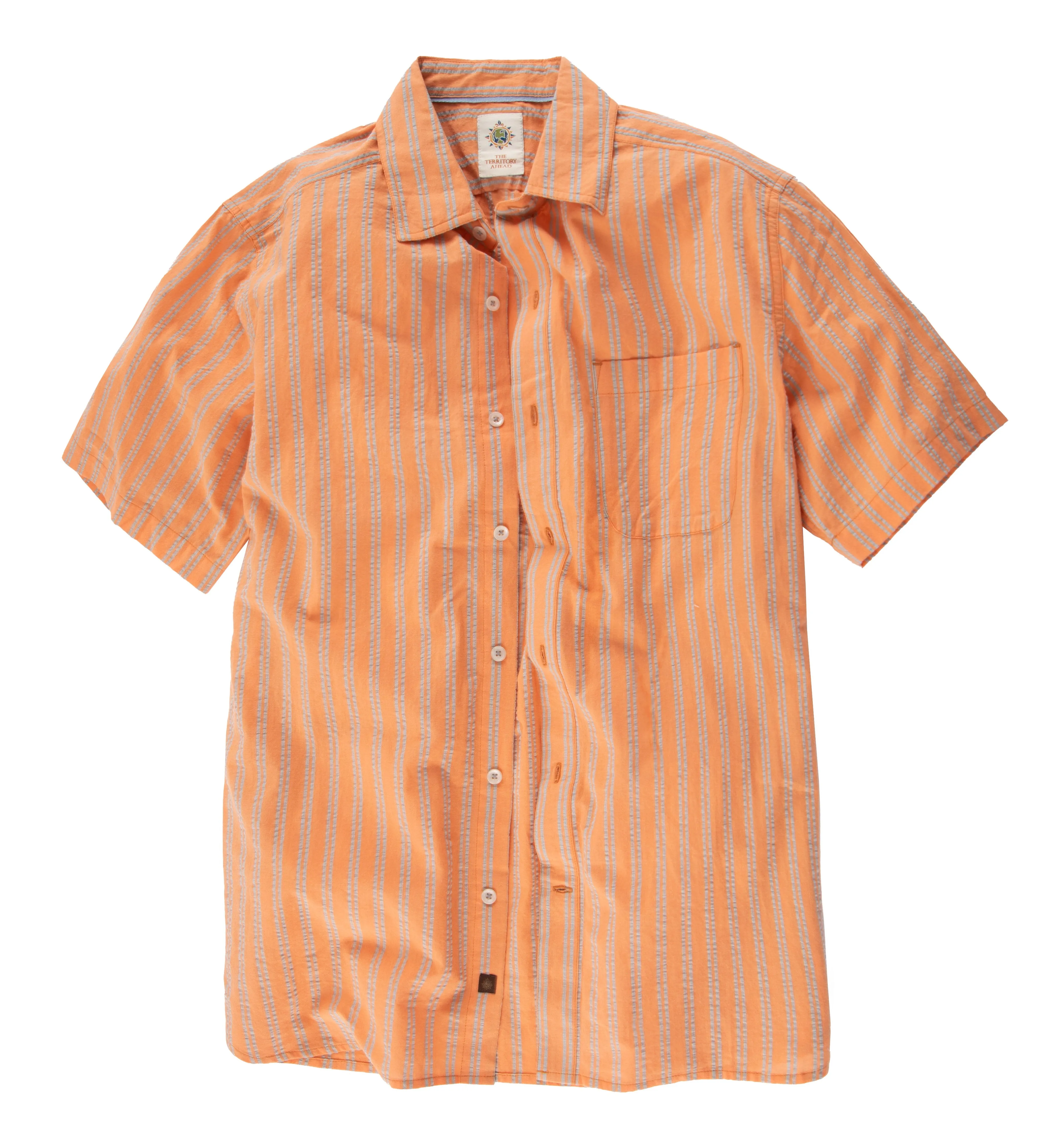 Short Sleeve Harbor Island Striped Seersucker - Tall