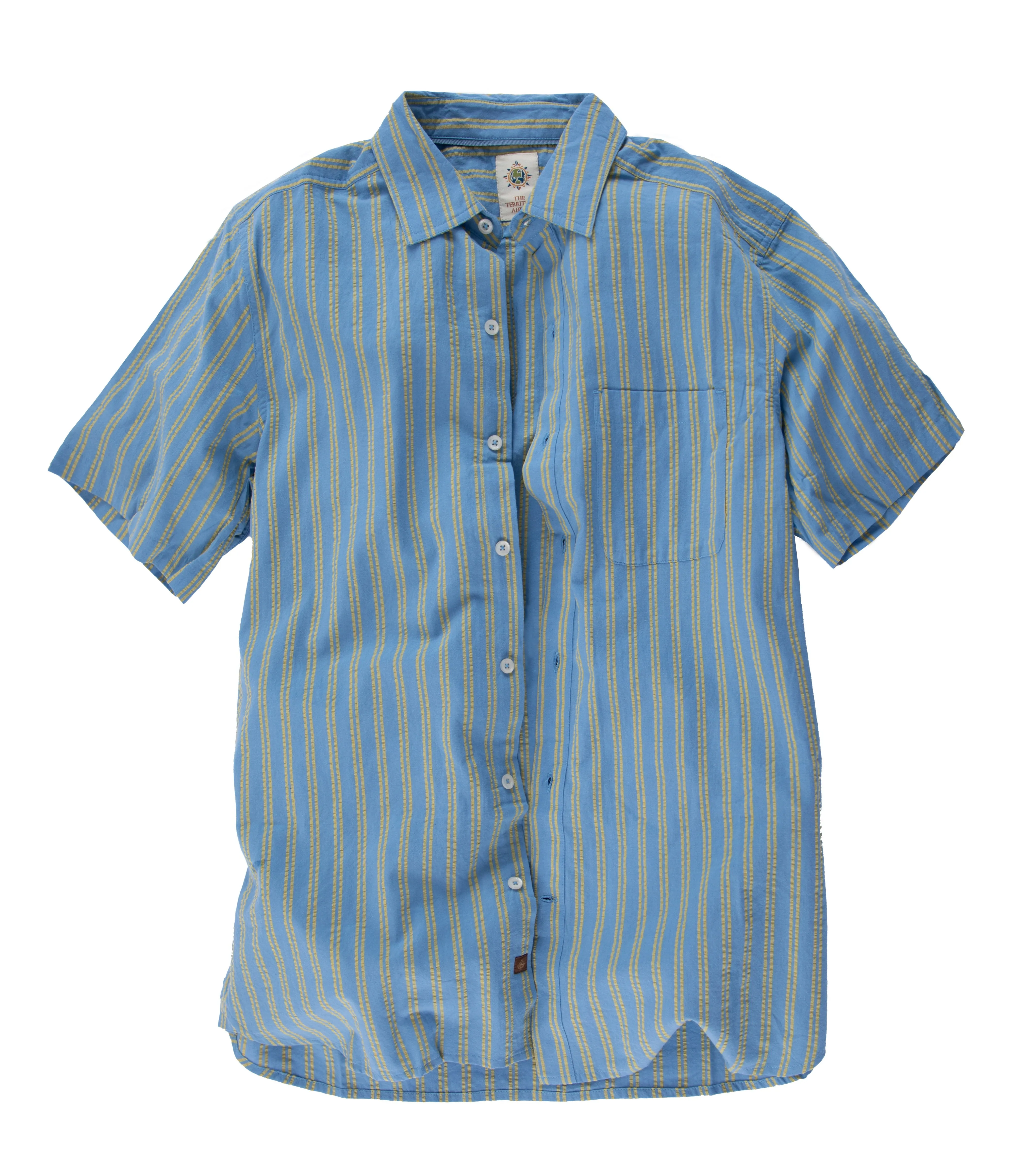Short Sleeve Harbor Island Striped Seersucker - Tall