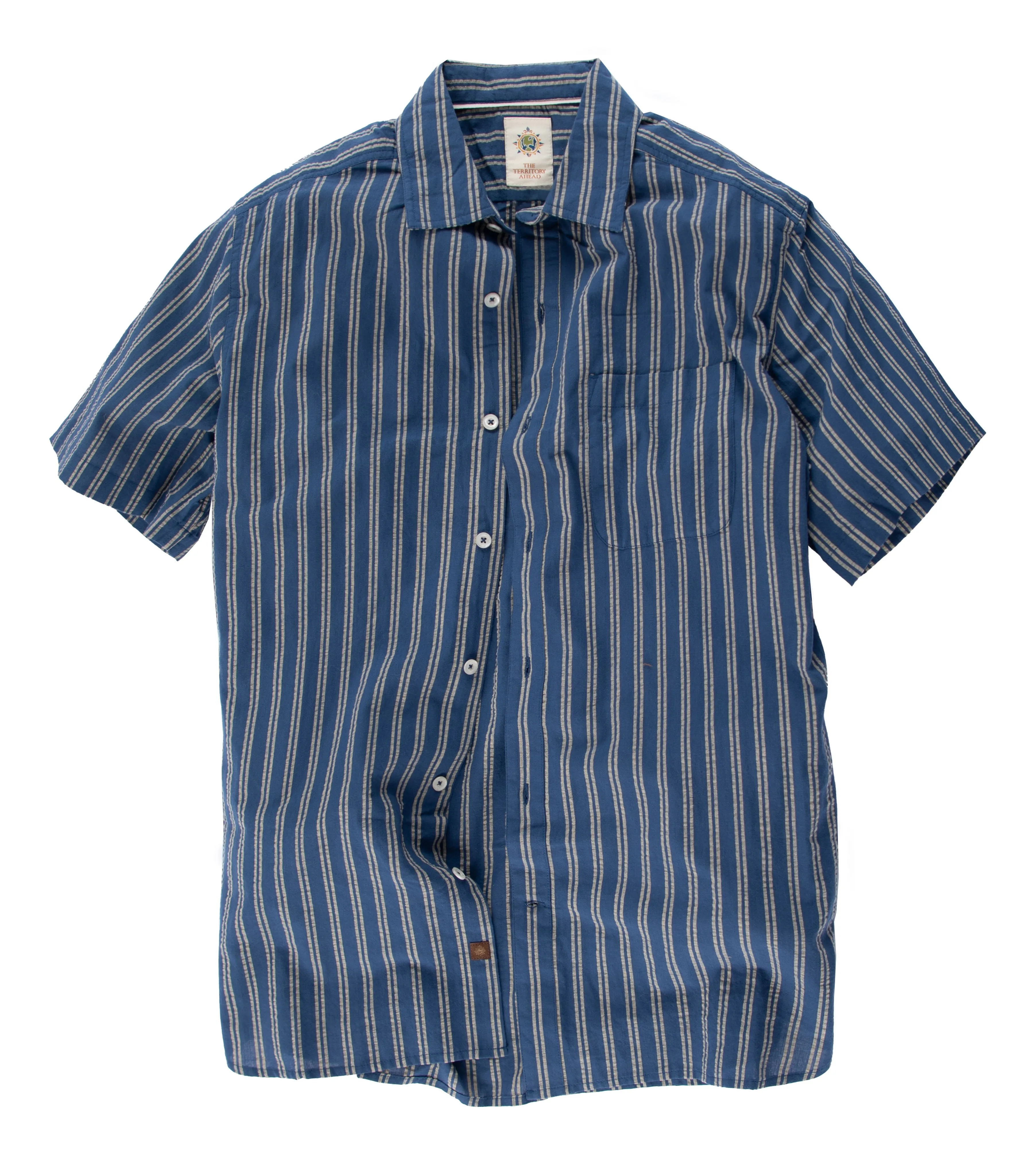 Short Sleeve Harbor Island Striped Seersucker - Tall