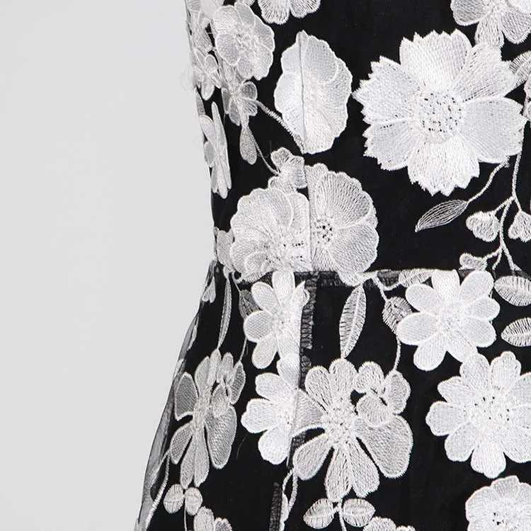 Sleeveless 3D Floral Cocktail Midi Dress