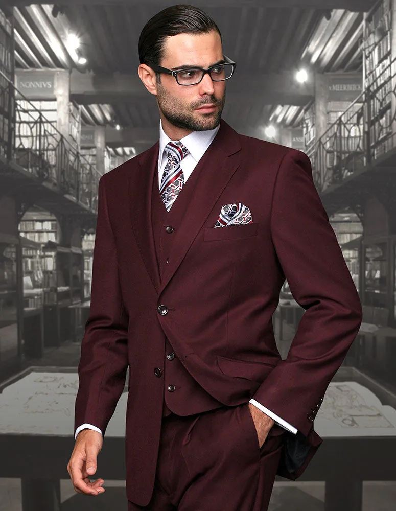 STEVENZ 3 PC BURGUNDY EXTRA LONG MODERN FIT SUIT
