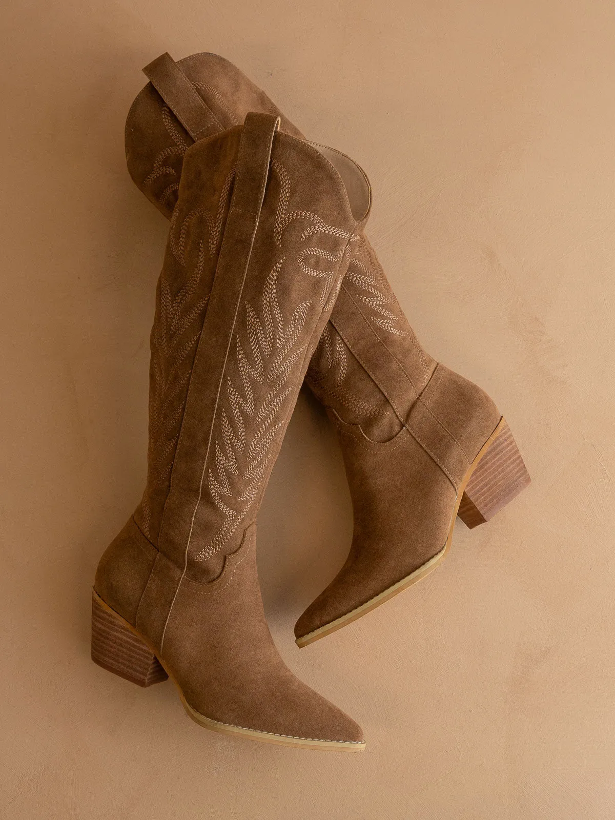 The Samara | Brown Embroidered Tall Boot