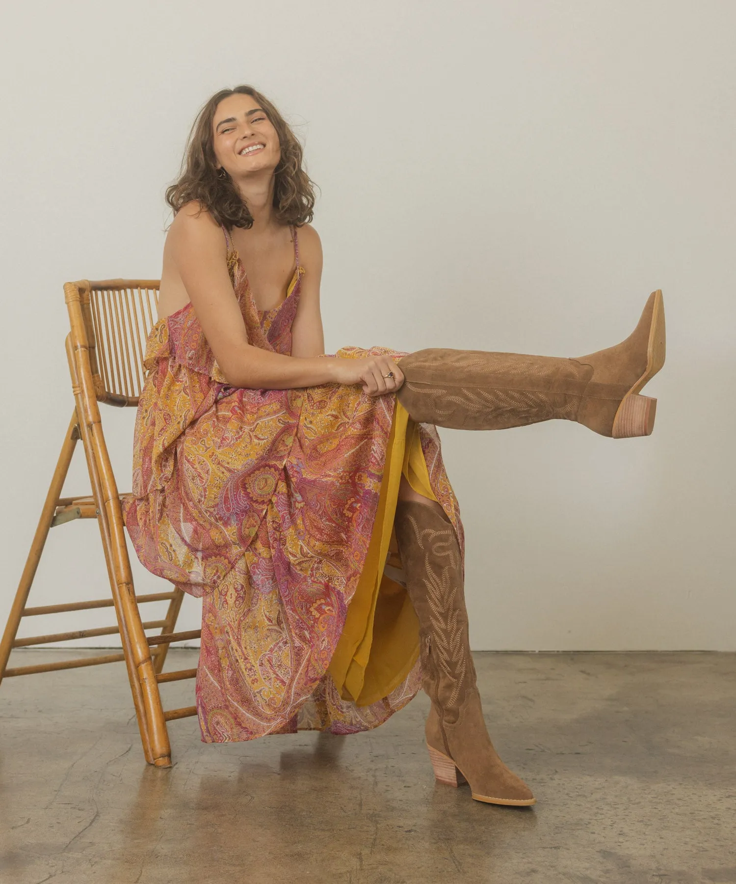 The Samara | Brown Embroidered Tall Boot
