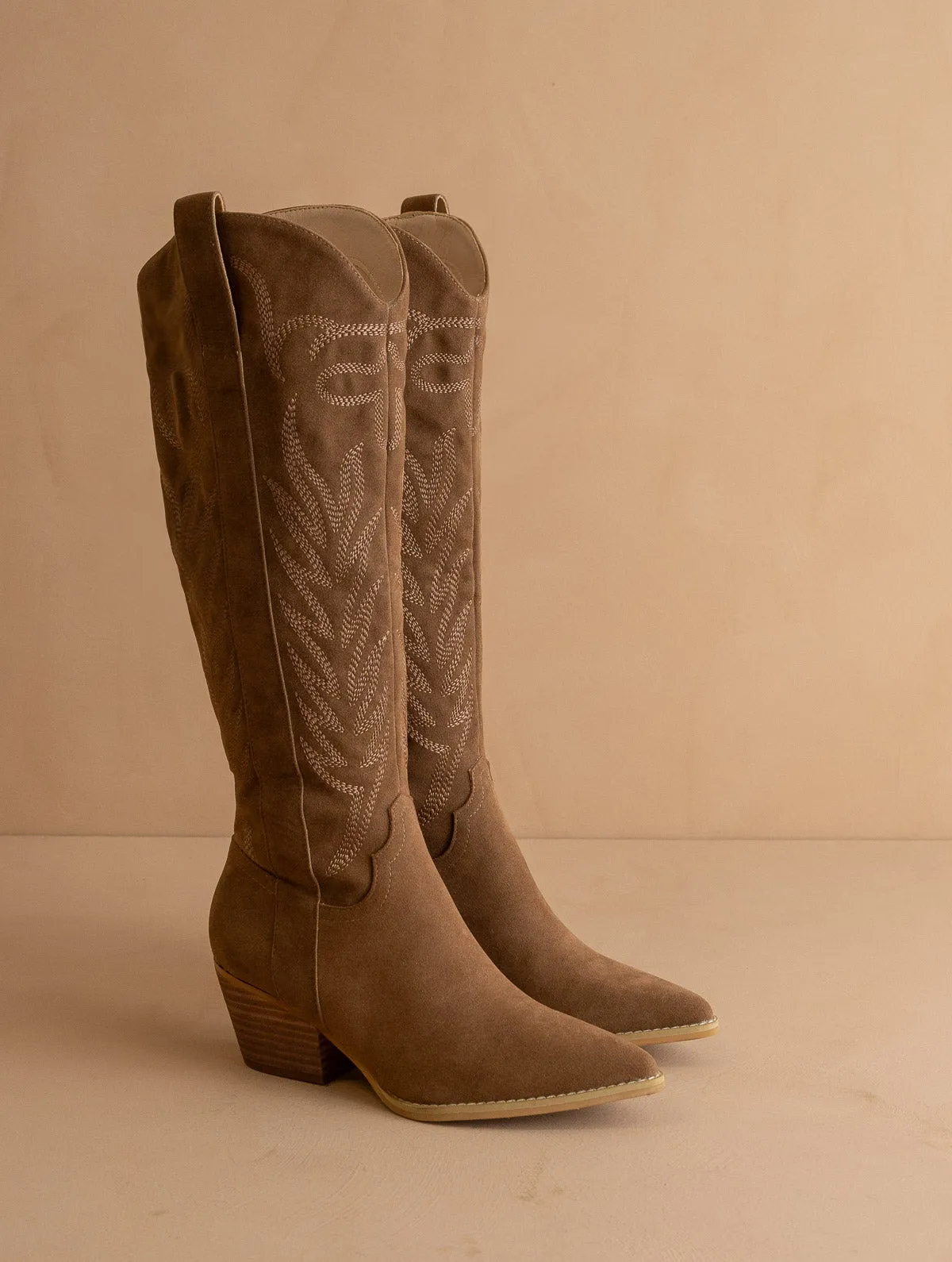 The Samara | Brown Embroidered Tall Boot