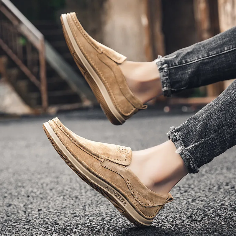 Trendy Low-top Slip-on Loafers Sewing Simple Outdoor