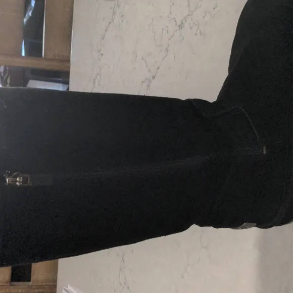 UGG BLACK SUEDE TALL EMBROIDERED BOOTS