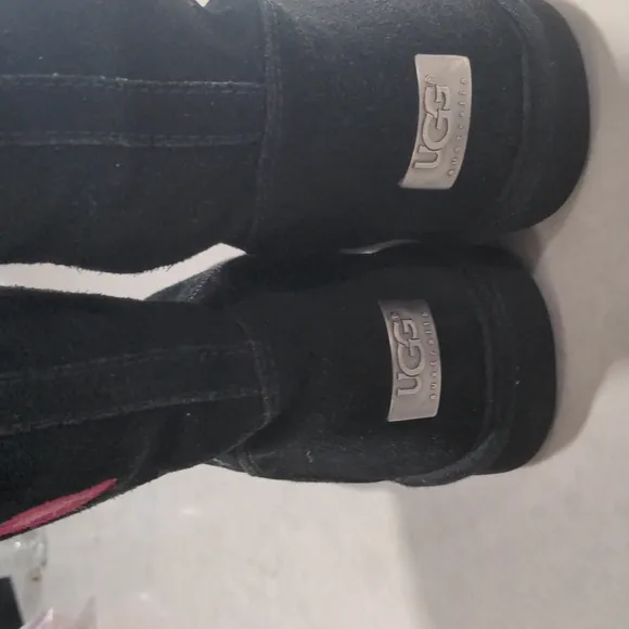 UGG BLACK SUEDE TALL EMBROIDERED BOOTS