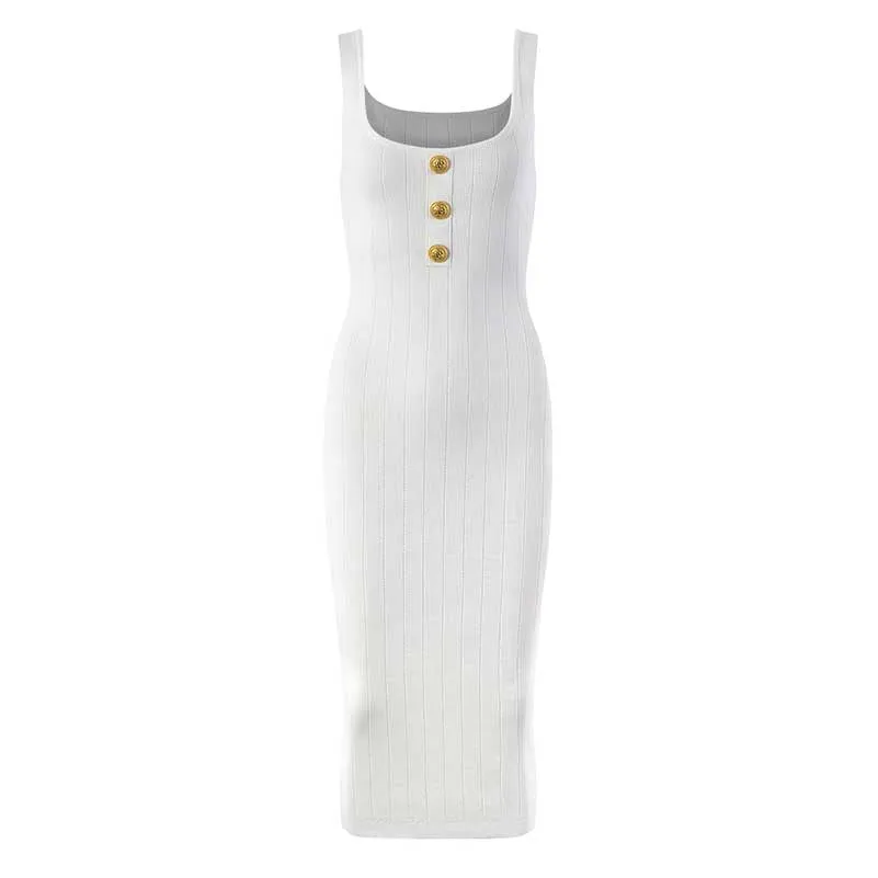 Women's Knitted Midi Dress in Black, White