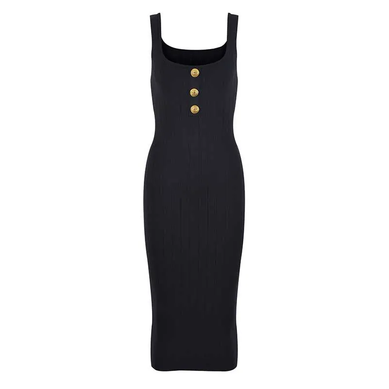 Women's Knitted Midi Dress in Black, White